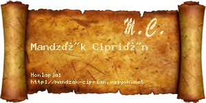 Mandzák Ciprián névjegykártya